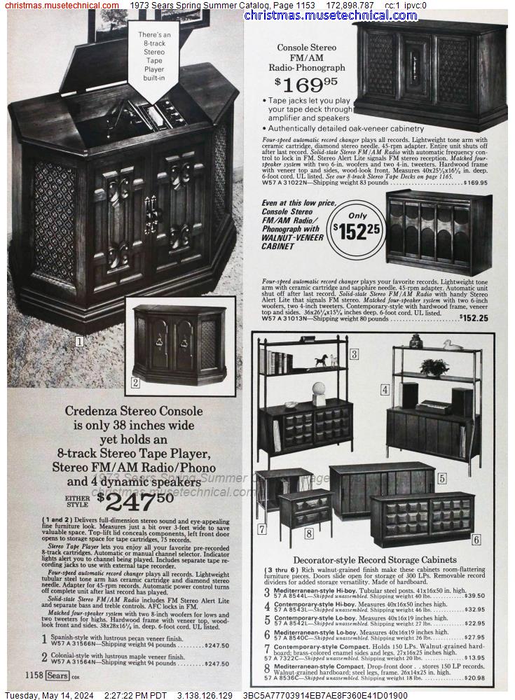 1973 Sears Spring Summer Catalog, Page 1153