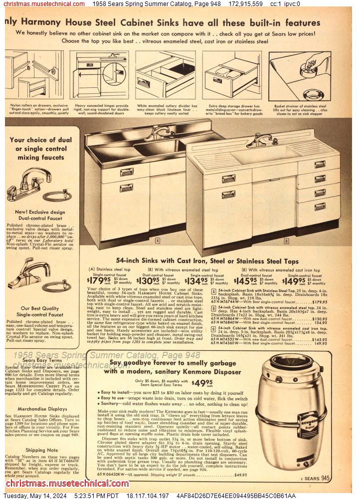 1958 Sears Spring Summer Catalog, Page 948