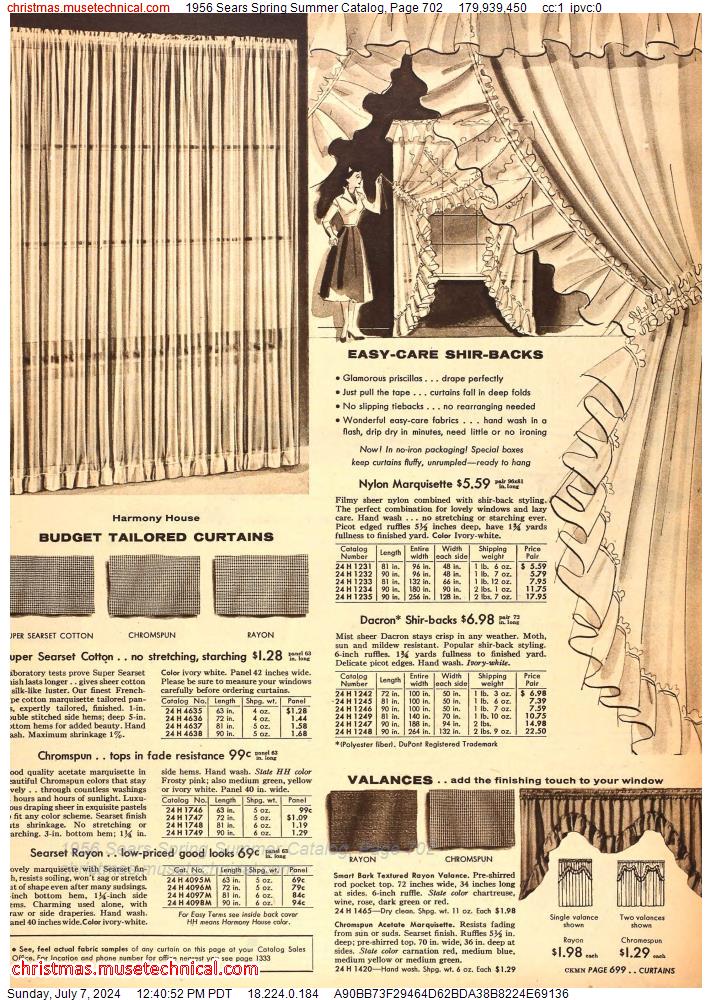 1956 Sears Spring Summer Catalog, Page 702