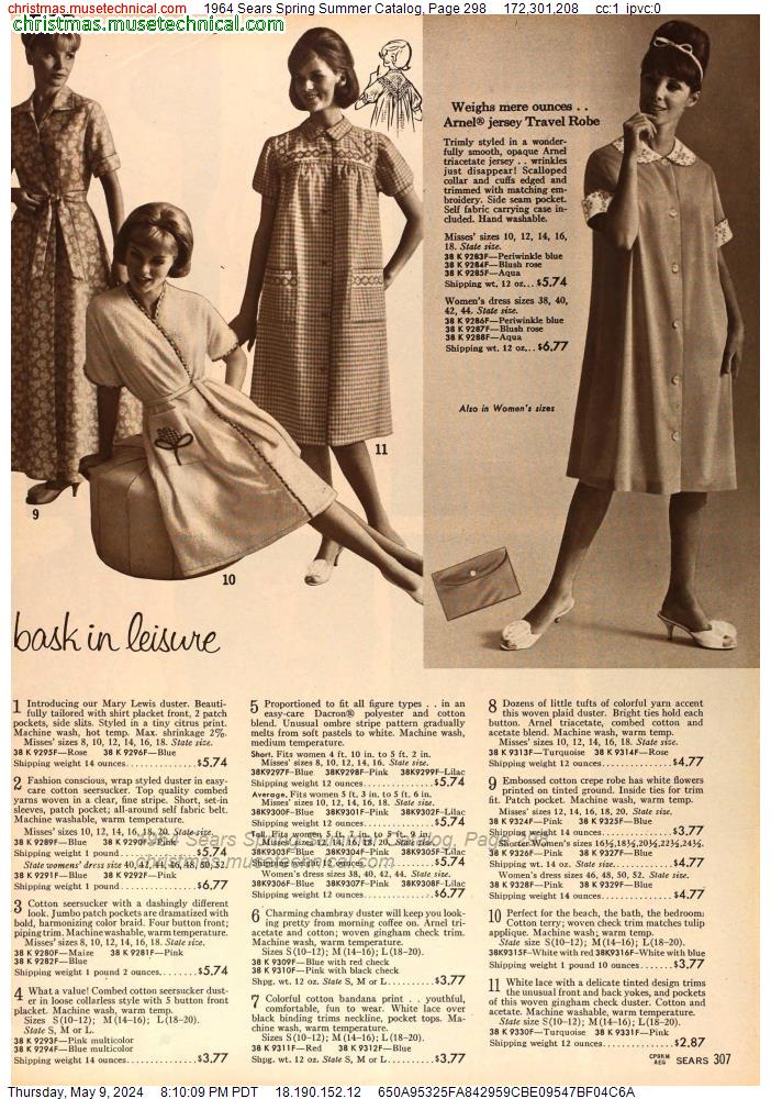 1964 Sears Spring Summer Catalog, Page 298