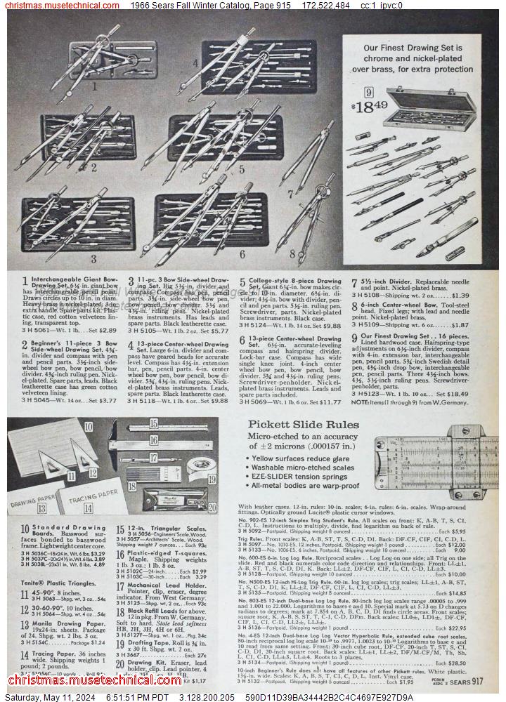 1966 Sears Fall Winter Catalog, Page 915