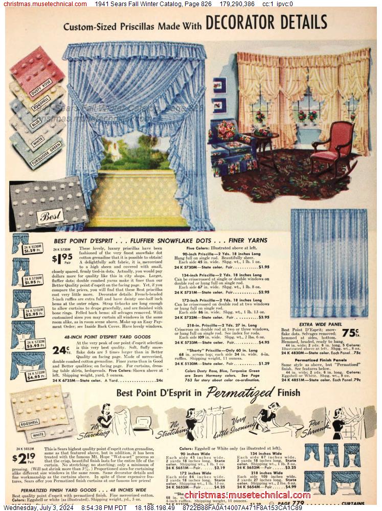1941 Sears Fall Winter Catalog, Page 826