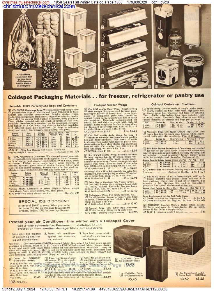 1958 Sears Fall Winter Catalog, Page 1068