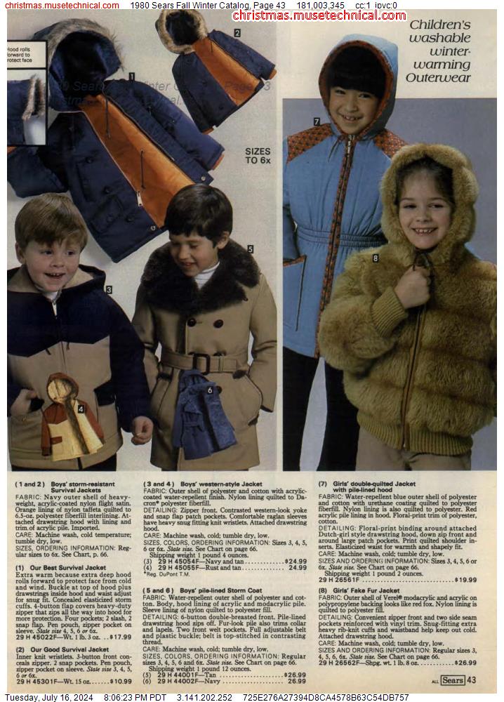1980 Sears Fall Winter Catalog, Page 43
