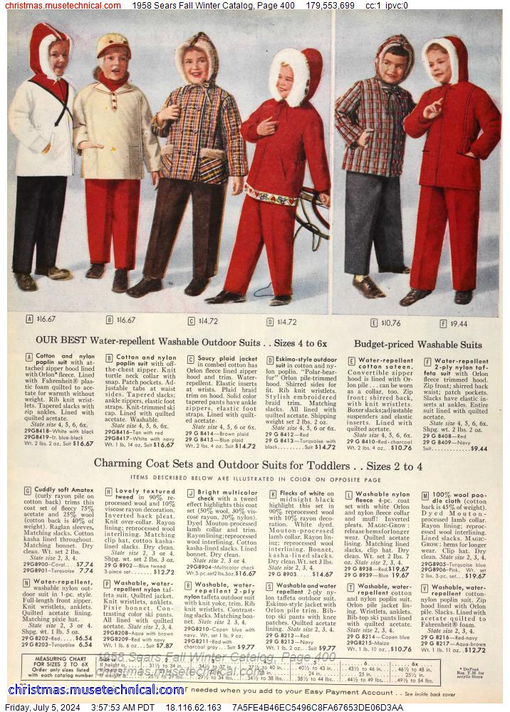 1958 Sears Fall Winter Catalog, Page 400