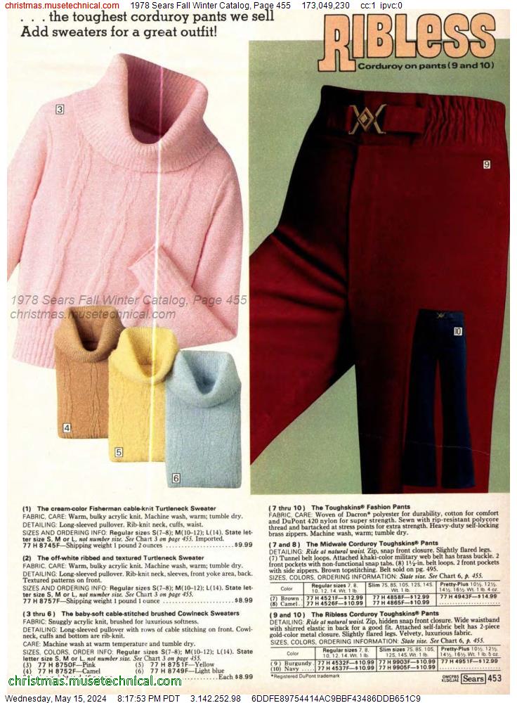 1978 Sears Fall Winter Catalog, Page 455