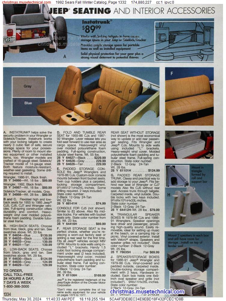 1992 Sears Fall Winter Catalog, Page 1332