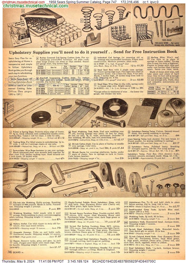 1958 Sears Spring Summer Catalog, Page 747