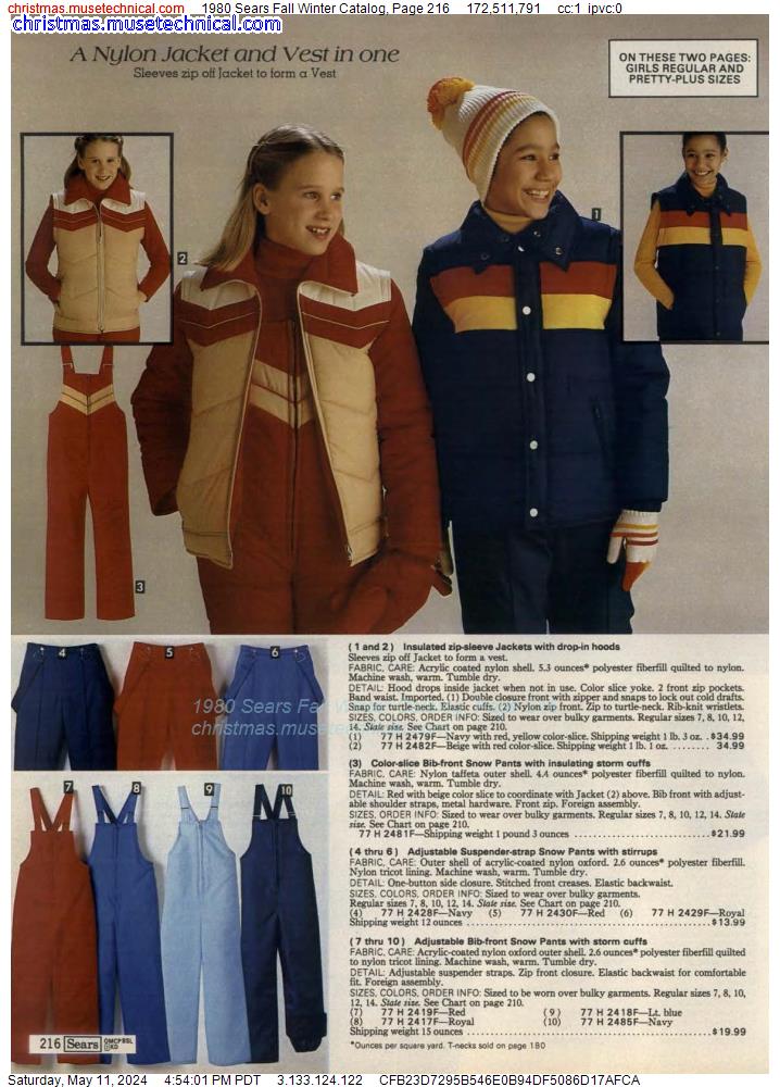 1980 Sears Fall Winter Catalog, Page 216