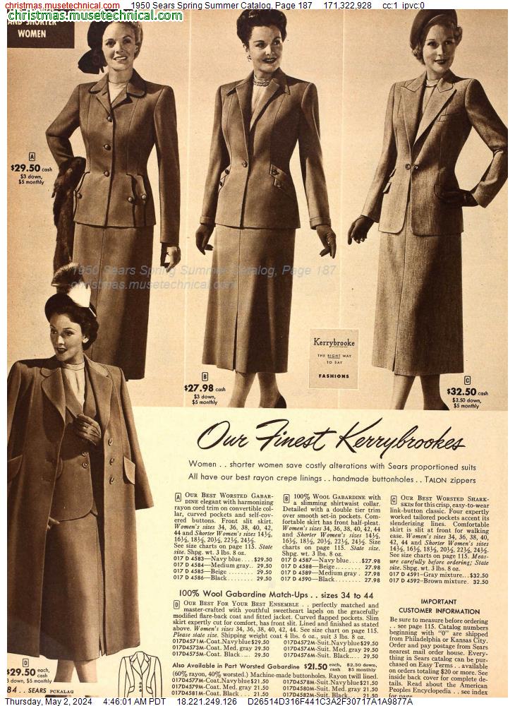 1950 Sears Spring Summer Catalog, Page 187