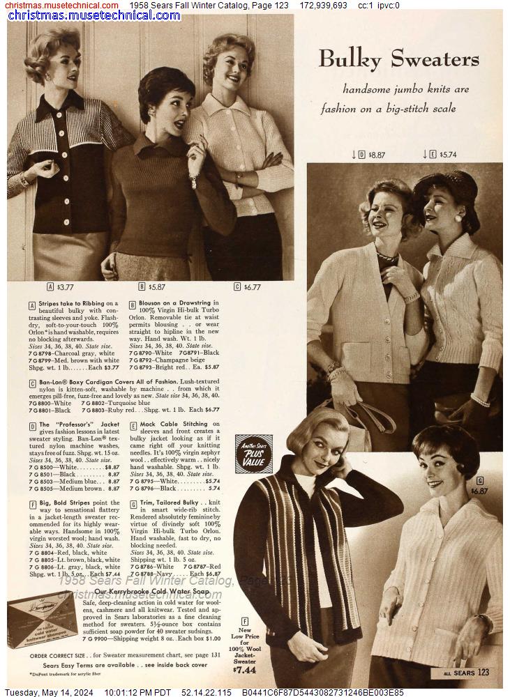 1958 Sears Fall Winter Catalog, Page 123