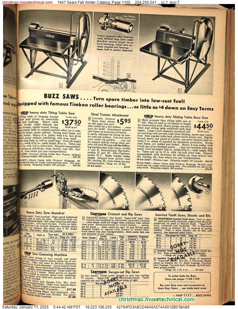 1947 Sears Fall Winter Catalog, Page 1105