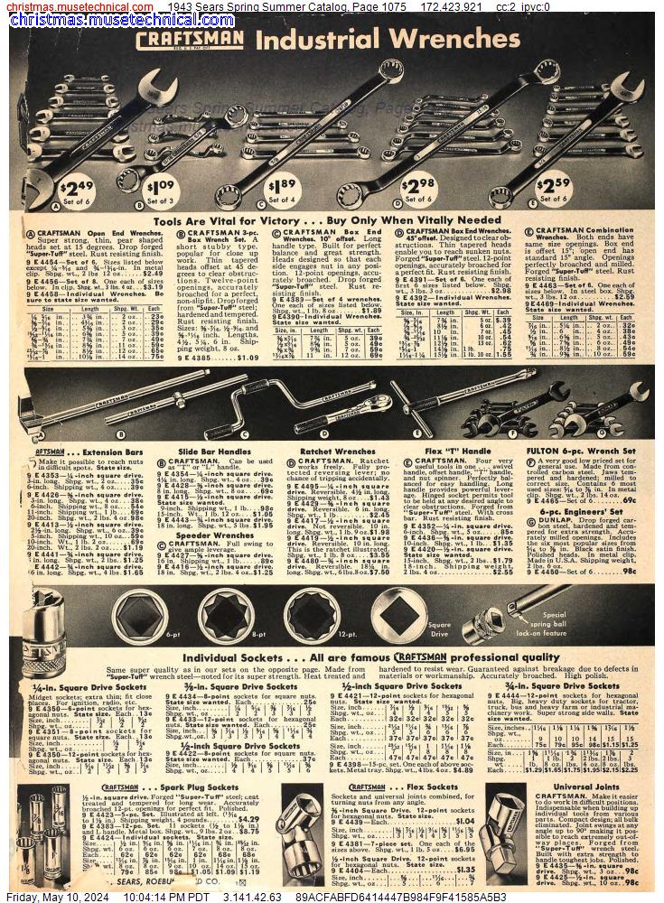 1943 Sears Spring Summer Catalog, Page 1075