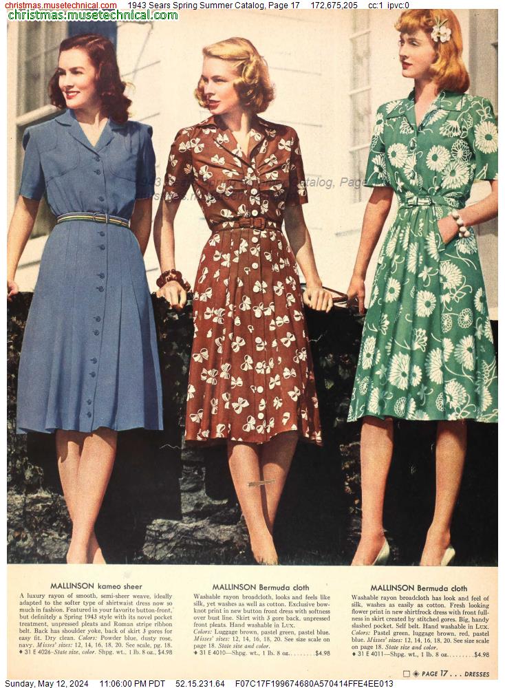 1943 Sears Spring Summer Catalog, Page 17