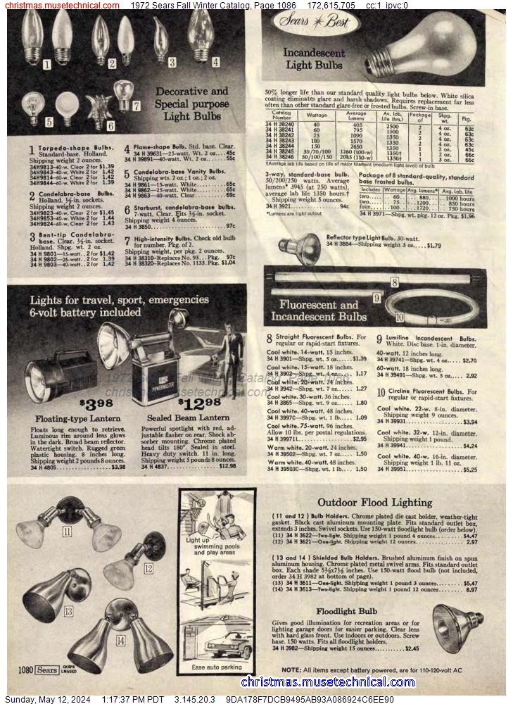 1972 Sears Fall Winter Catalog, Page 1086