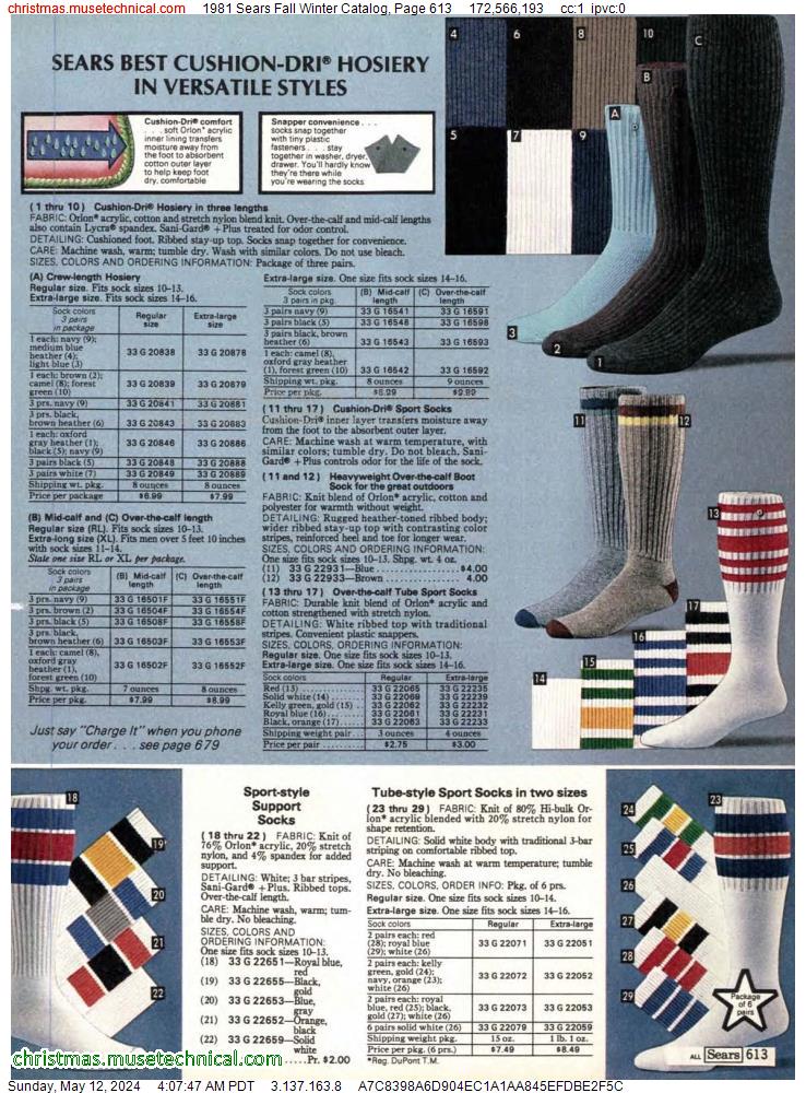 1981 Sears Fall Winter Catalog, Page 613