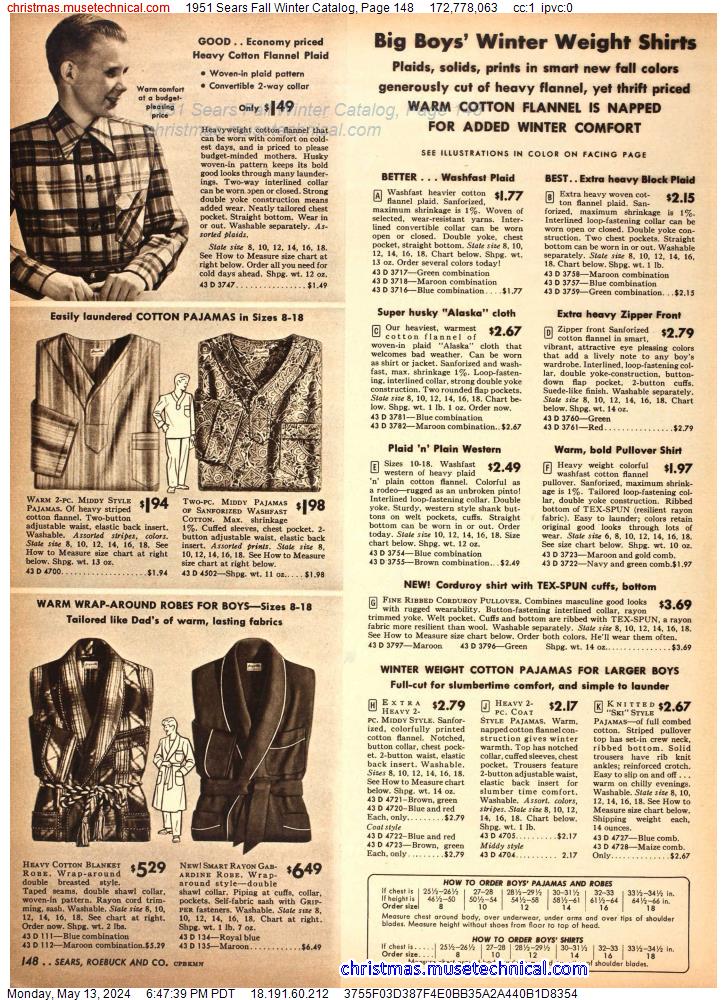 1951 Sears Fall Winter Catalog, Page 148