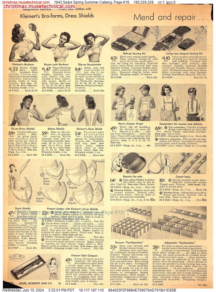 1943 Sears Spring Summer Catalog, Page 619