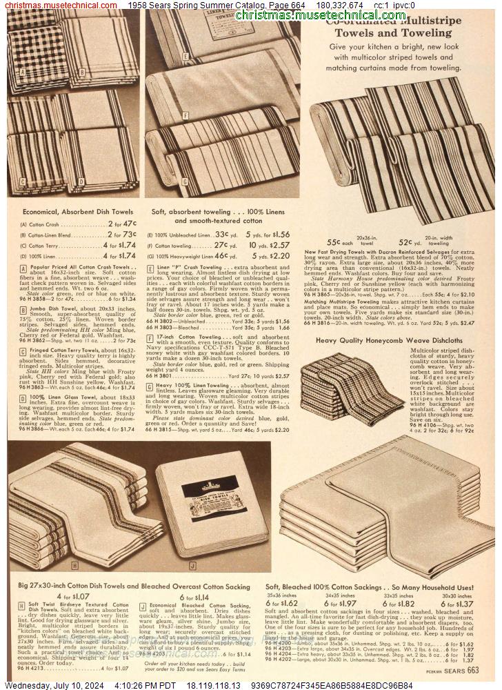 1958 Sears Spring Summer Catalog, Page 664