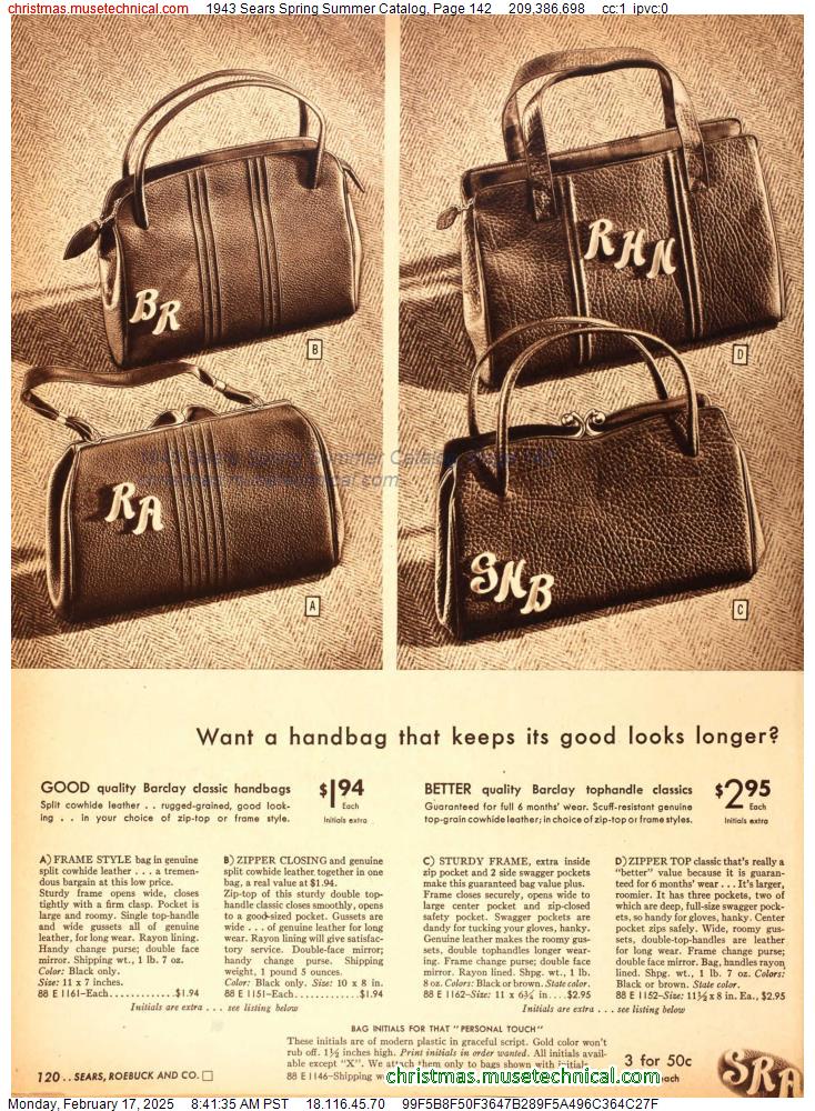 1943 Sears Spring Summer Catalog, Page 142