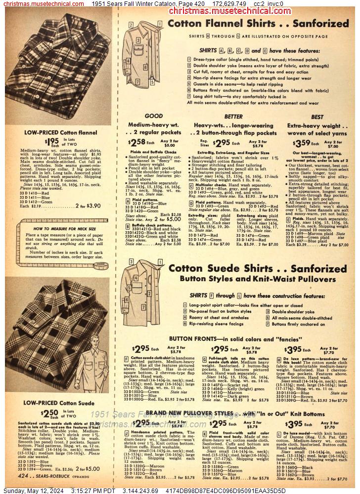 1951 Sears Fall Winter Catalog, Page 420
