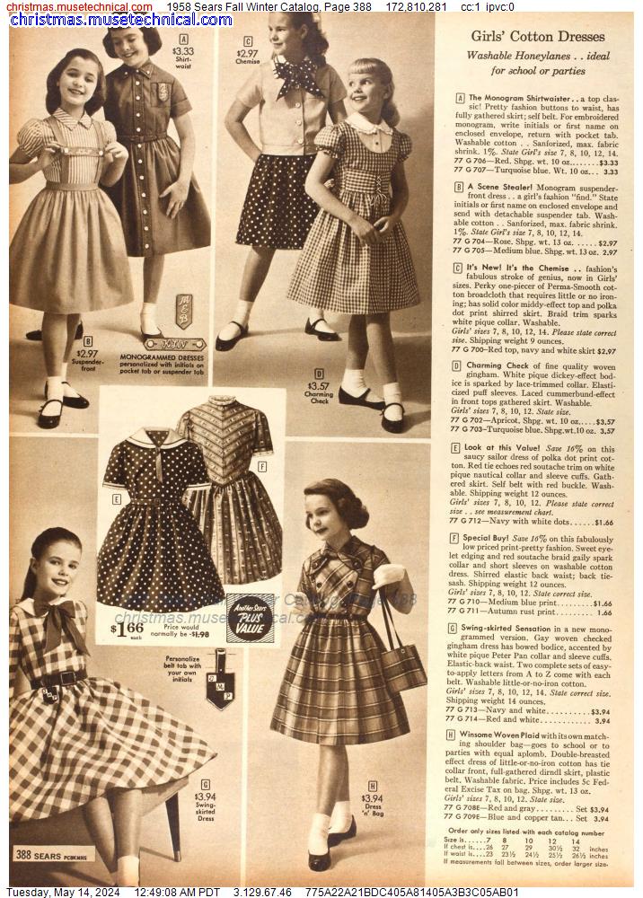1958 Sears Fall Winter Catalog, Page 388