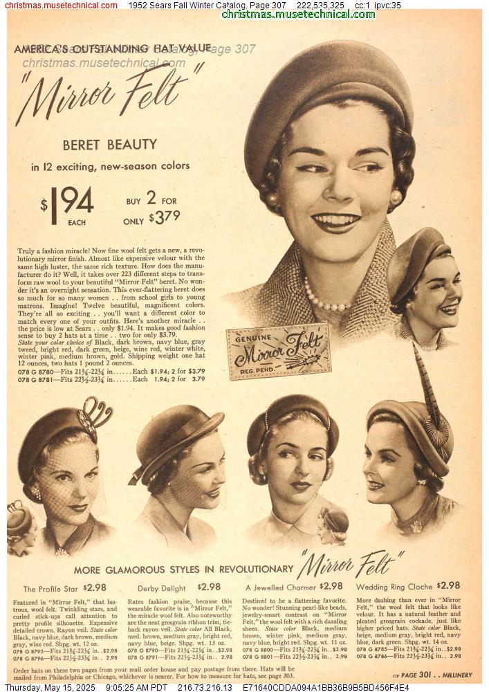 1952 Sears Fall Winter Catalog, Page 307