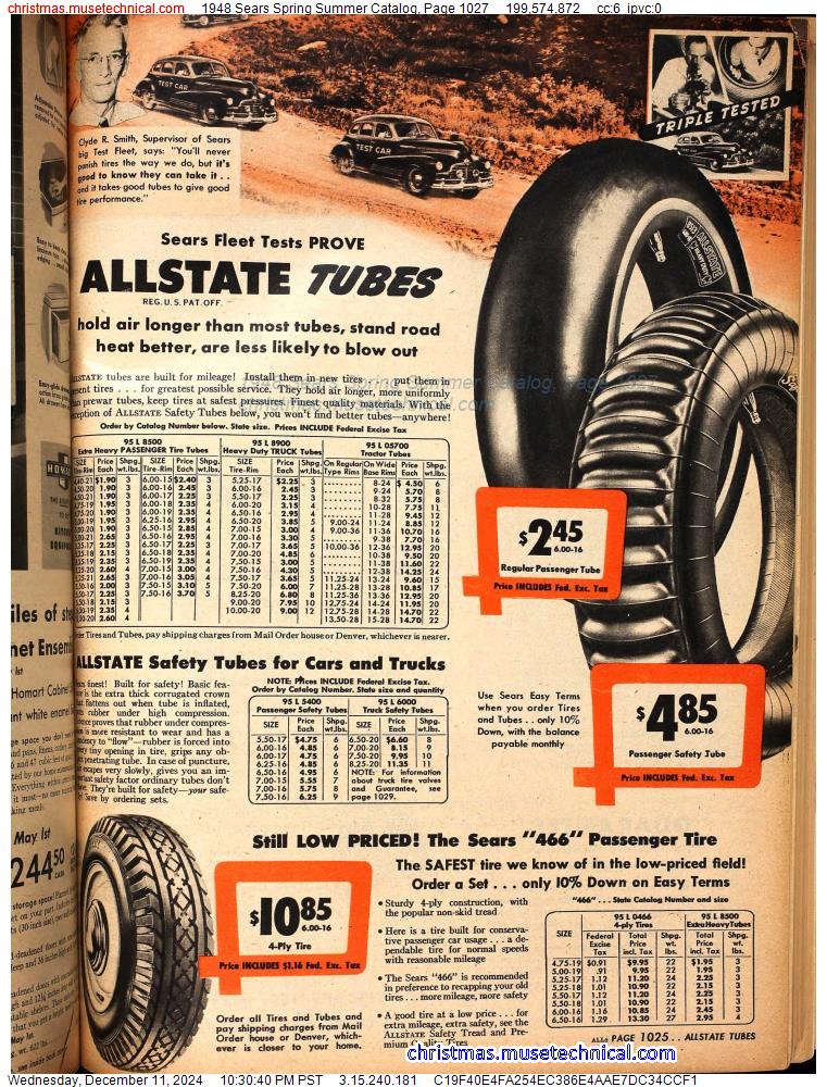 1948 Sears Spring Summer Catalog, Page 1027