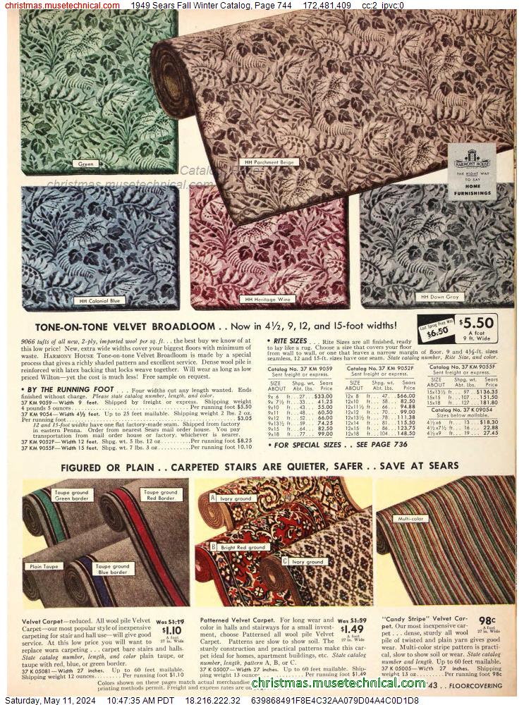 1949 Sears Fall Winter Catalog, Page 744