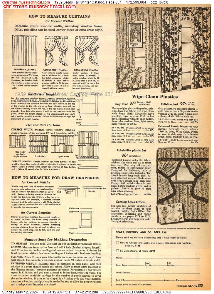 1959 Sears Fall Winter Catalog, Page 851