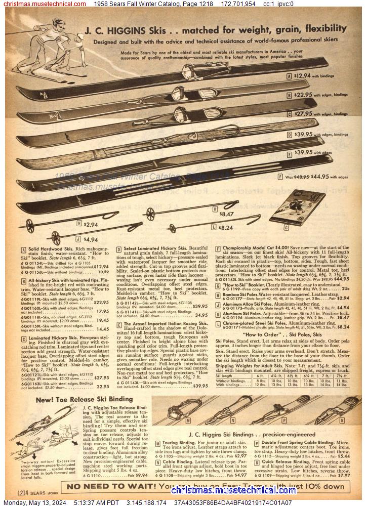 1958 Sears Fall Winter Catalog, Page 1218