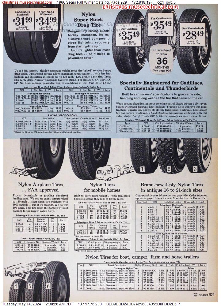 1966 Sears Fall Winter Catalog, Page 929