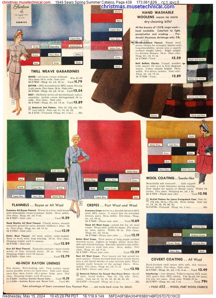 1949 Sears Spring Summer Catalog, Page 438