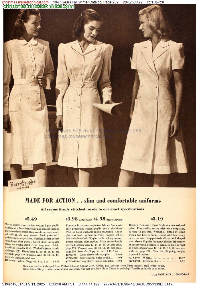 1947 Sears Fall Winter Catalog, Page 289