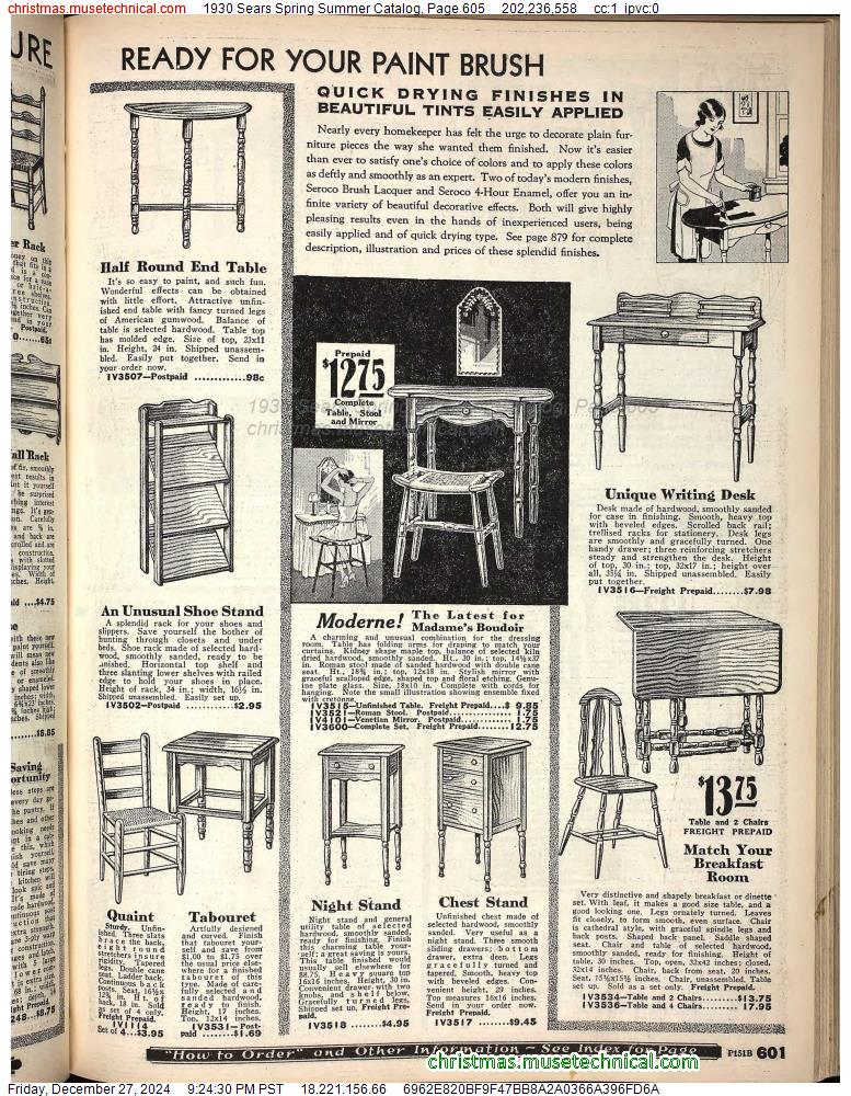 1930 Sears Spring Summer Catalog, Page 605