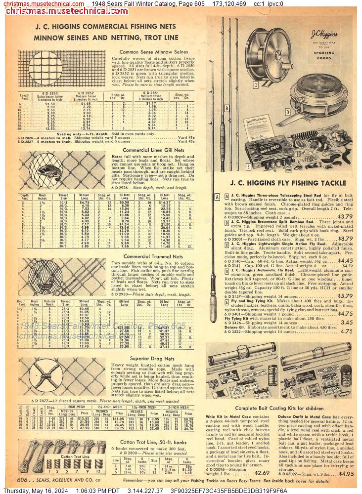 1948 Sears Fall Winter Catalog, Page 605