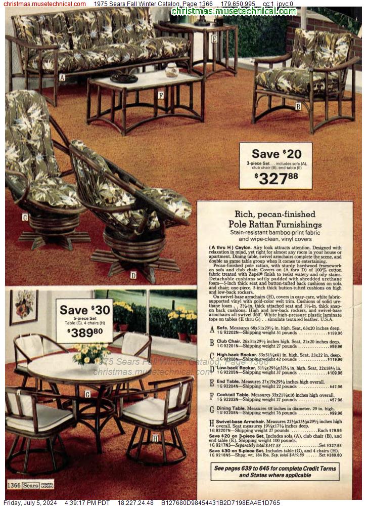 1975 Sears Fall Winter Catalog, Page 1366