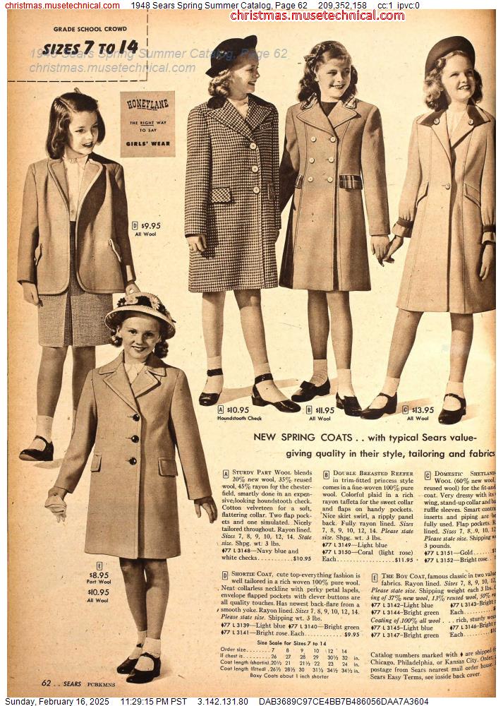 1948 Sears Spring Summer Catalog, Page 62