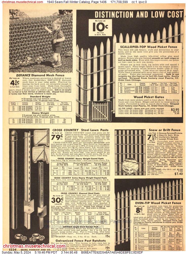 1940 Sears Fall Winter Catalog, Page 1406