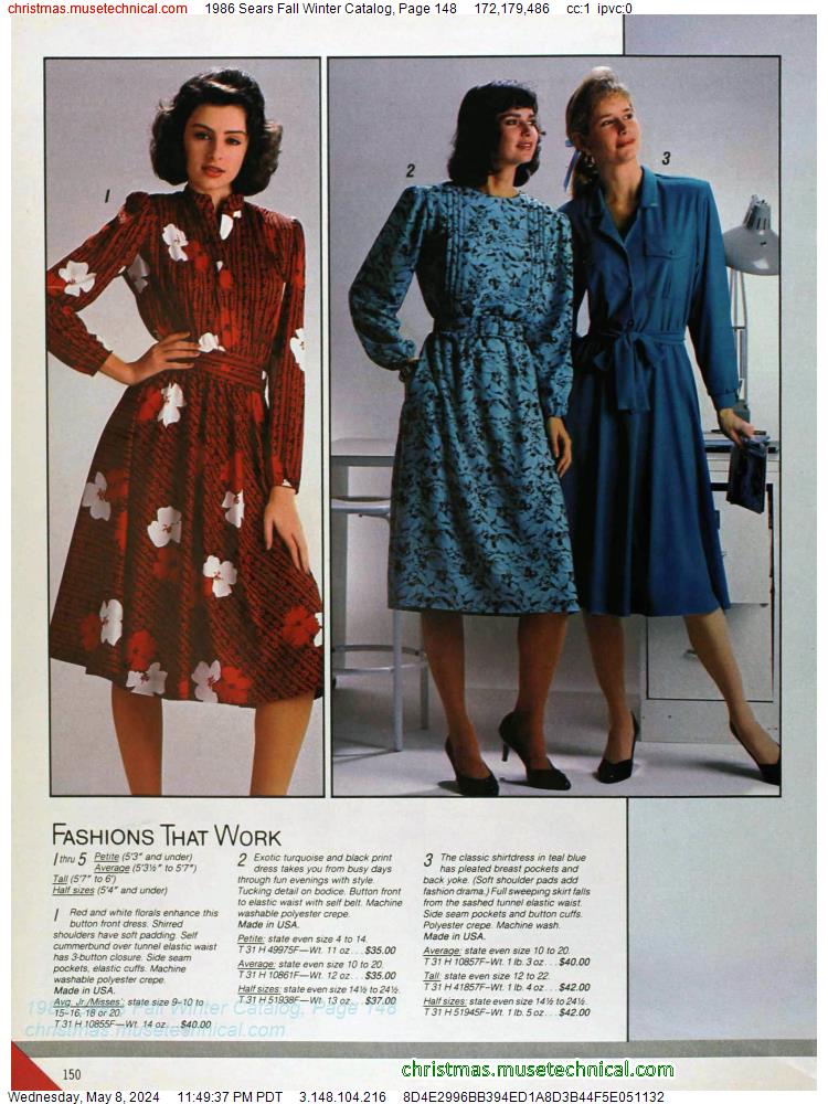 1986 Sears Fall Winter Catalog, Page 148