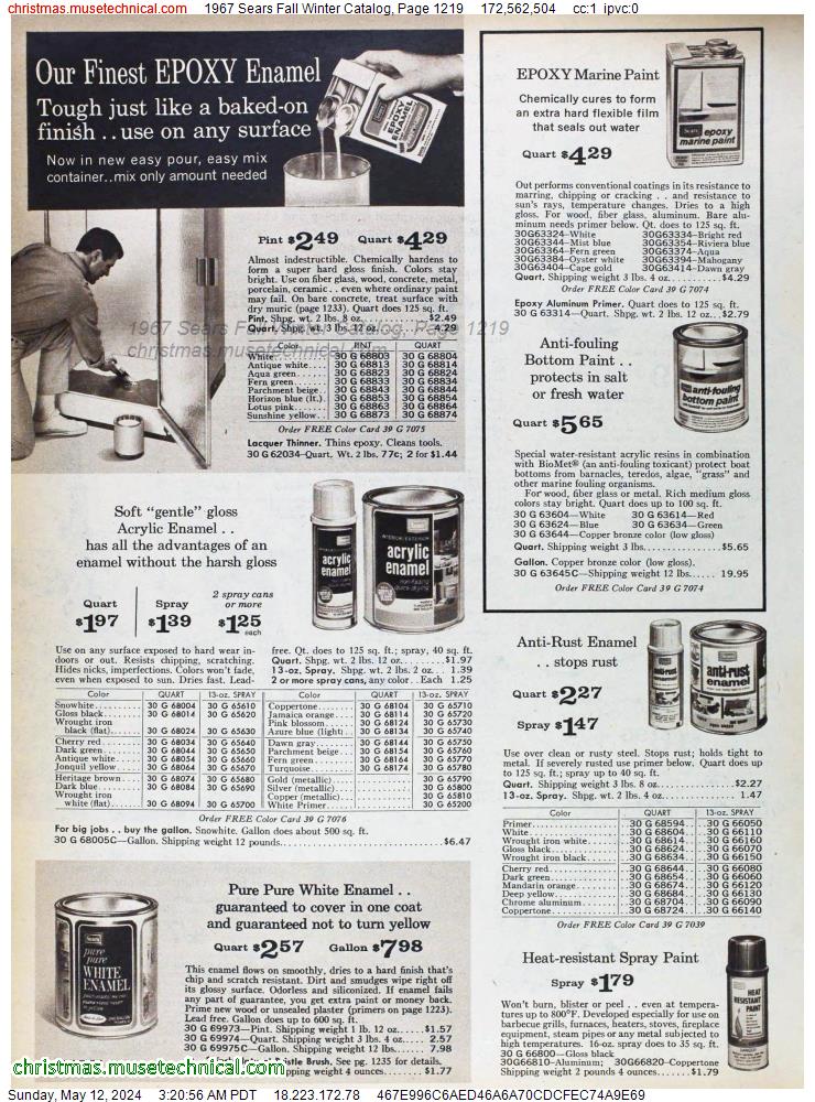 1967 Sears Fall Winter Catalog, Page 1219