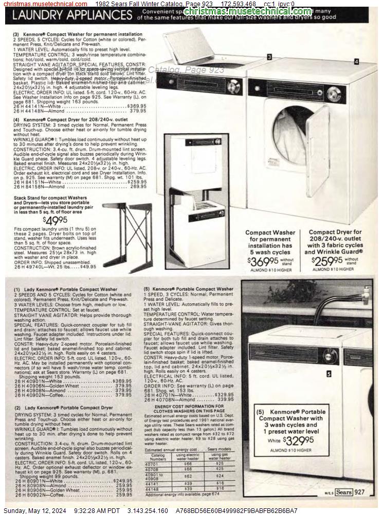 1982 Sears Fall Winter Catalog, Page 923
