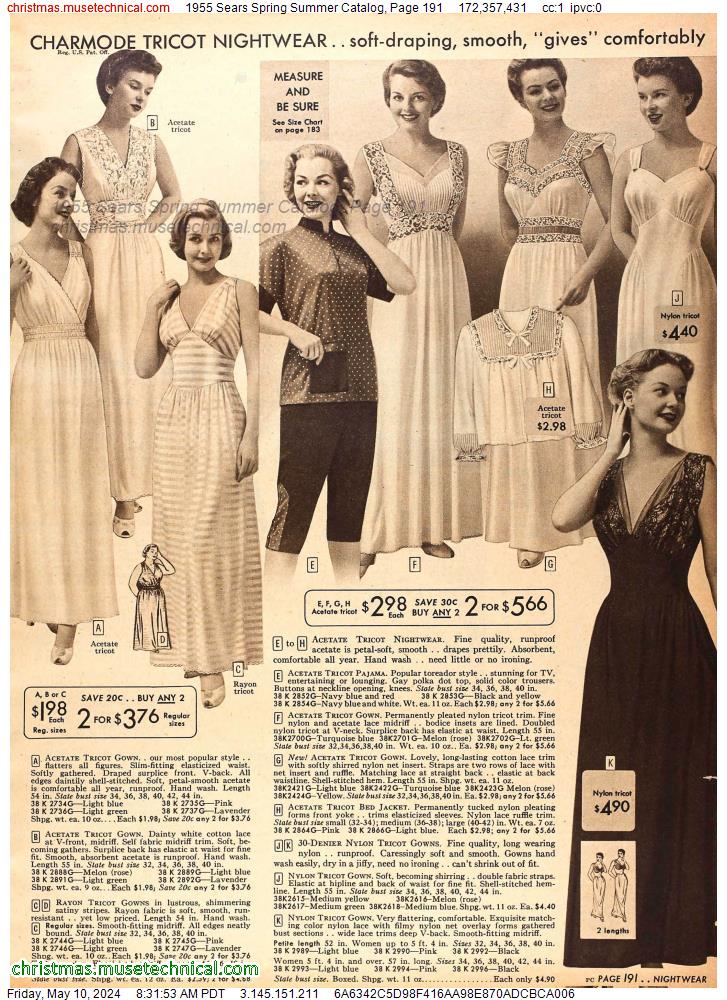 1955 Sears Spring Summer Catalog, Page 191