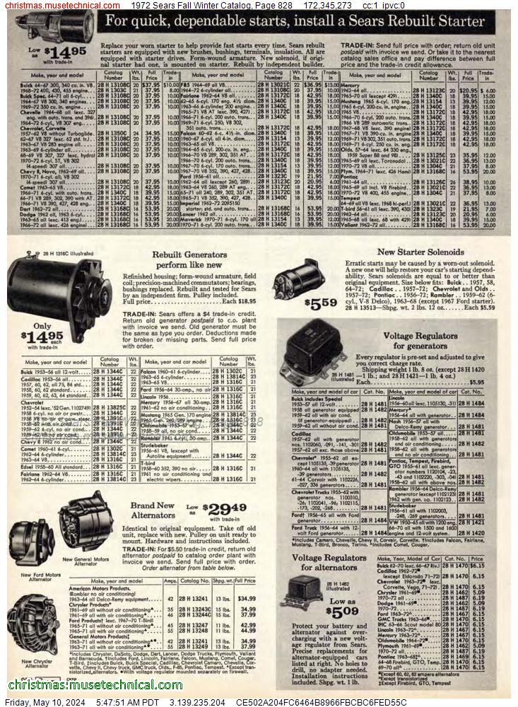 1972 Sears Fall Winter Catalog, Page 828