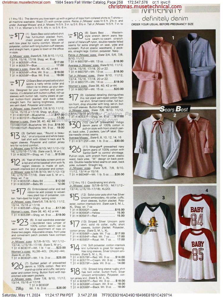 1984 Sears Fall Winter Catalog, Page 258