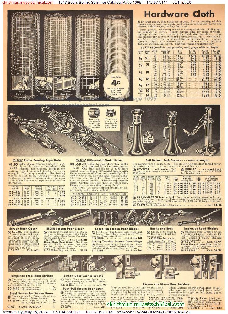 1943 Sears Spring Summer Catalog, Page 1095