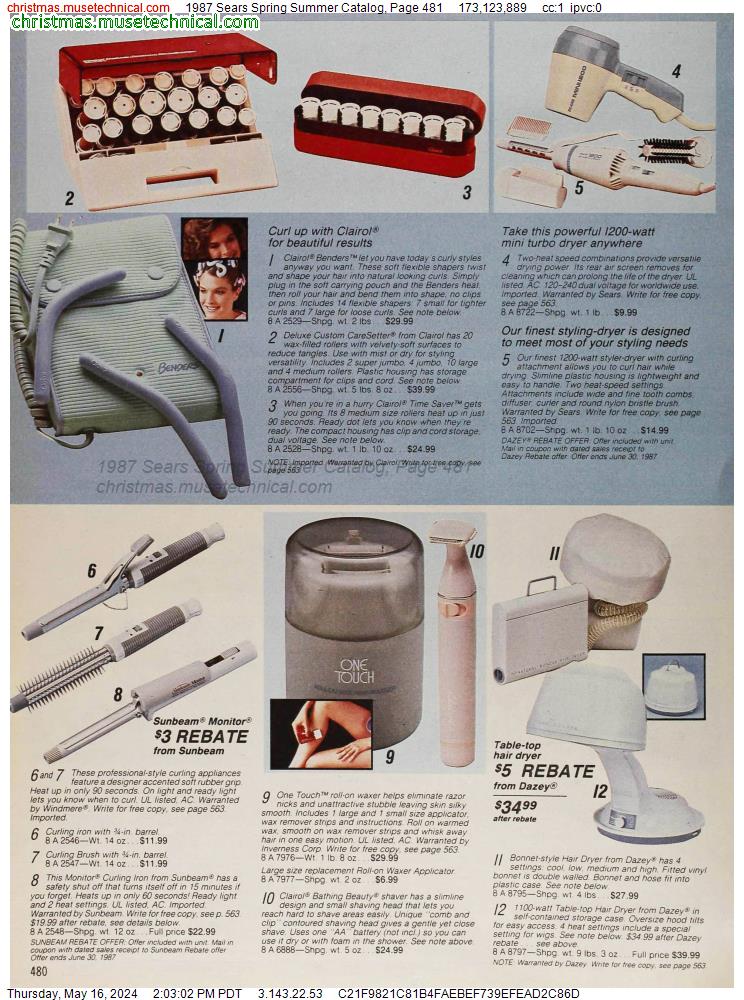 1987 Sears Spring Summer Catalog, Page 481