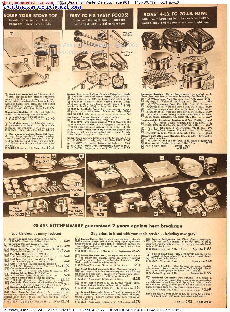 1952 Sears Fall Winter Catalog, Page 961