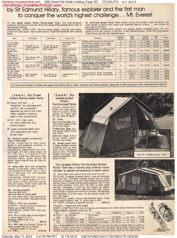 1982 Sears Fall Winter Catalog, Page 787