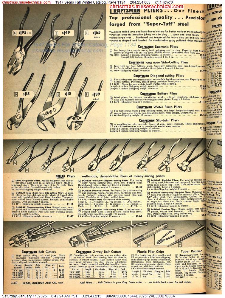 1947 Sears Fall Winter Catalog, Page 1134